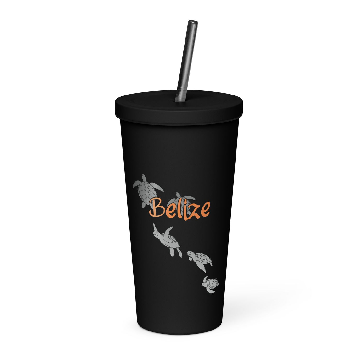 Belize Sea Turtle Scuba Diving Insulated Tumbler with a Straw