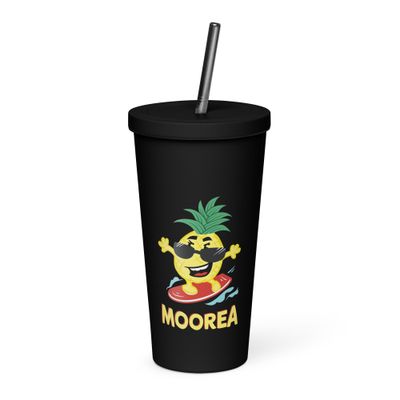 Moorea Pineapple Surfer Insulated Tumbler with a Straw