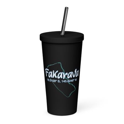 Fakarava Atoll Coordinates Insulated Tumbler with a Straw
