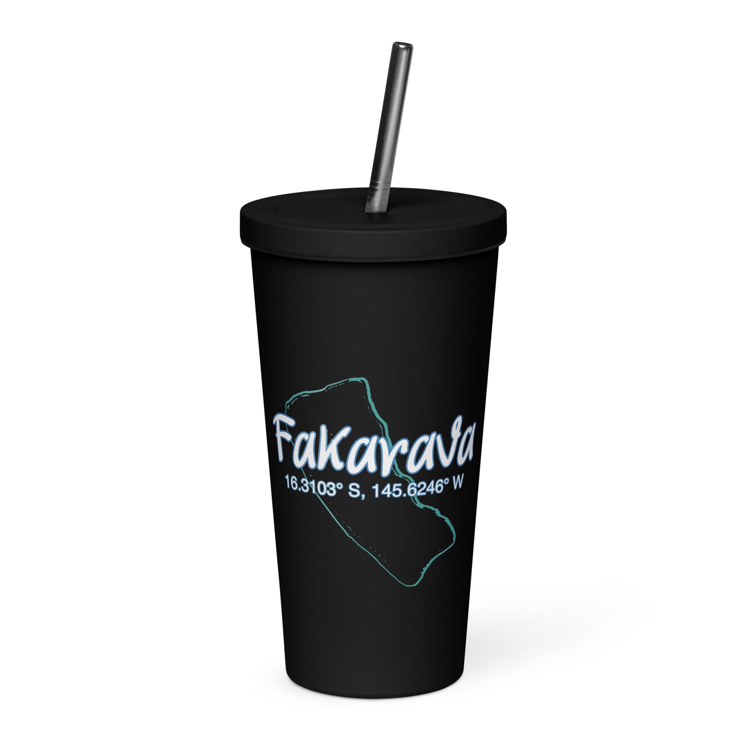 Fakarava Atoll Coordinates Insulated Tumbler with a Straw