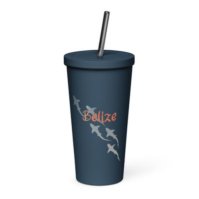 Belize Shark Scuba Diving Insulated Tumbler with a Straw