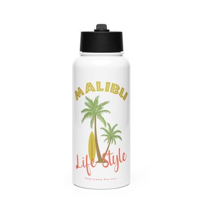 Malibu Tropical Life Style Stainless Steel Water Bottle with a Straw Lid