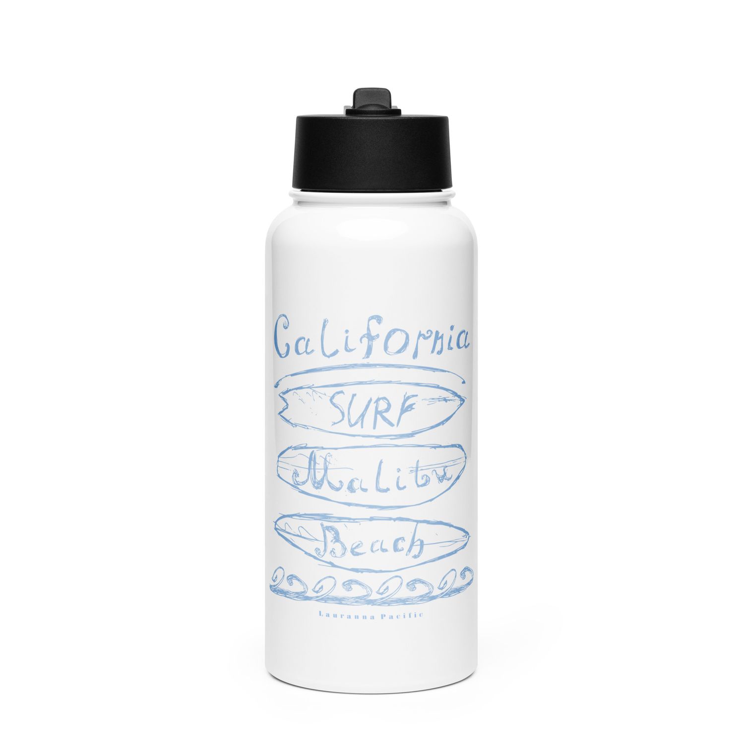 California Surf Malibu Stainless Steel Water Bottle with a Straw Lid