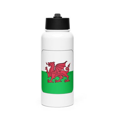 Wales Flag Stainless Steel Water Bottle with a Straw Lid