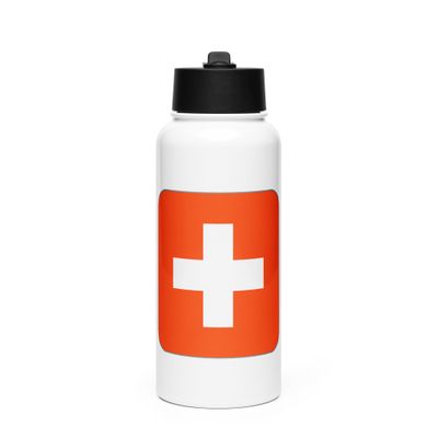 Switzerland Flag Stainless Steel Water Bottle with a Straw Lid