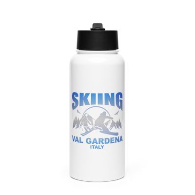 Skiing Val Gardena Italy Stainless Steel Water Bottle with a Straw Lid
