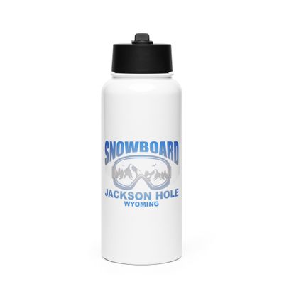Snowboard Mask Jackson Hole Wyoming Stainless Steel Water Bottle with a Straw Lid