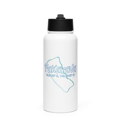 Fakarava Atoll Coordinates Stainless Steel Water Bottle with a Straw Lid