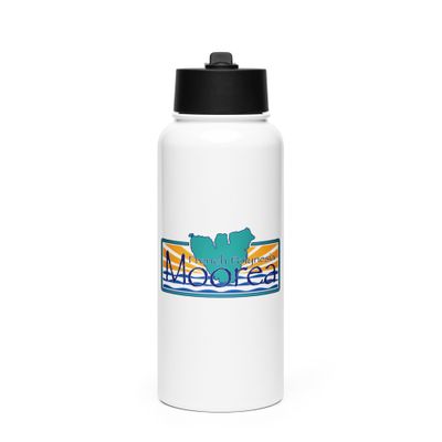Moorea Island Stainless Steel Water Bottle with a Straw Lid