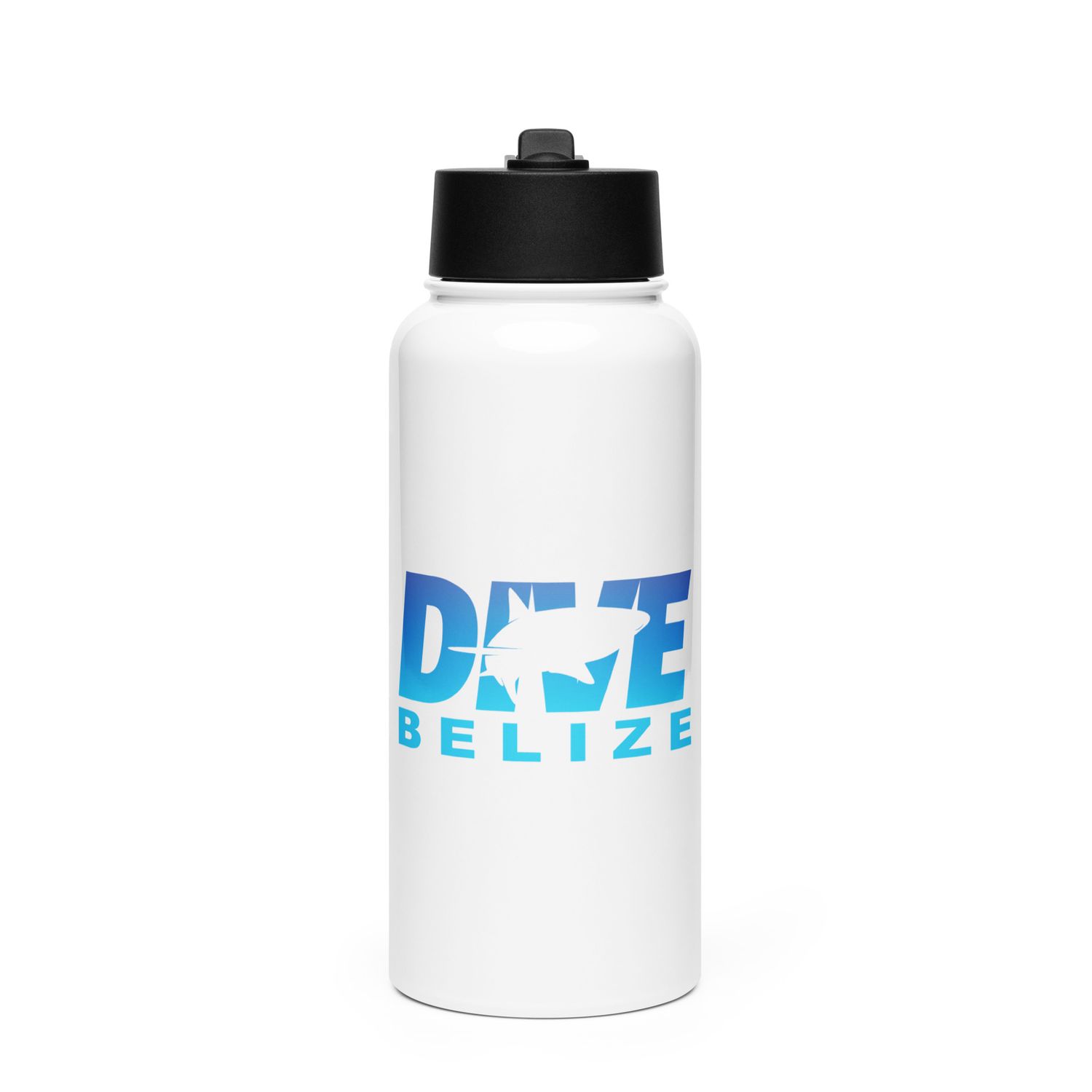 Dive Belize with Shark Stainless Steel Water Bottle with a Straw Lid