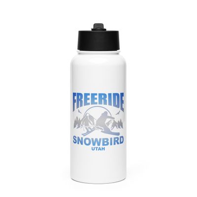 Freeride Skiing Snowbird Stainless Steel Water Bottle with a Straw Lid