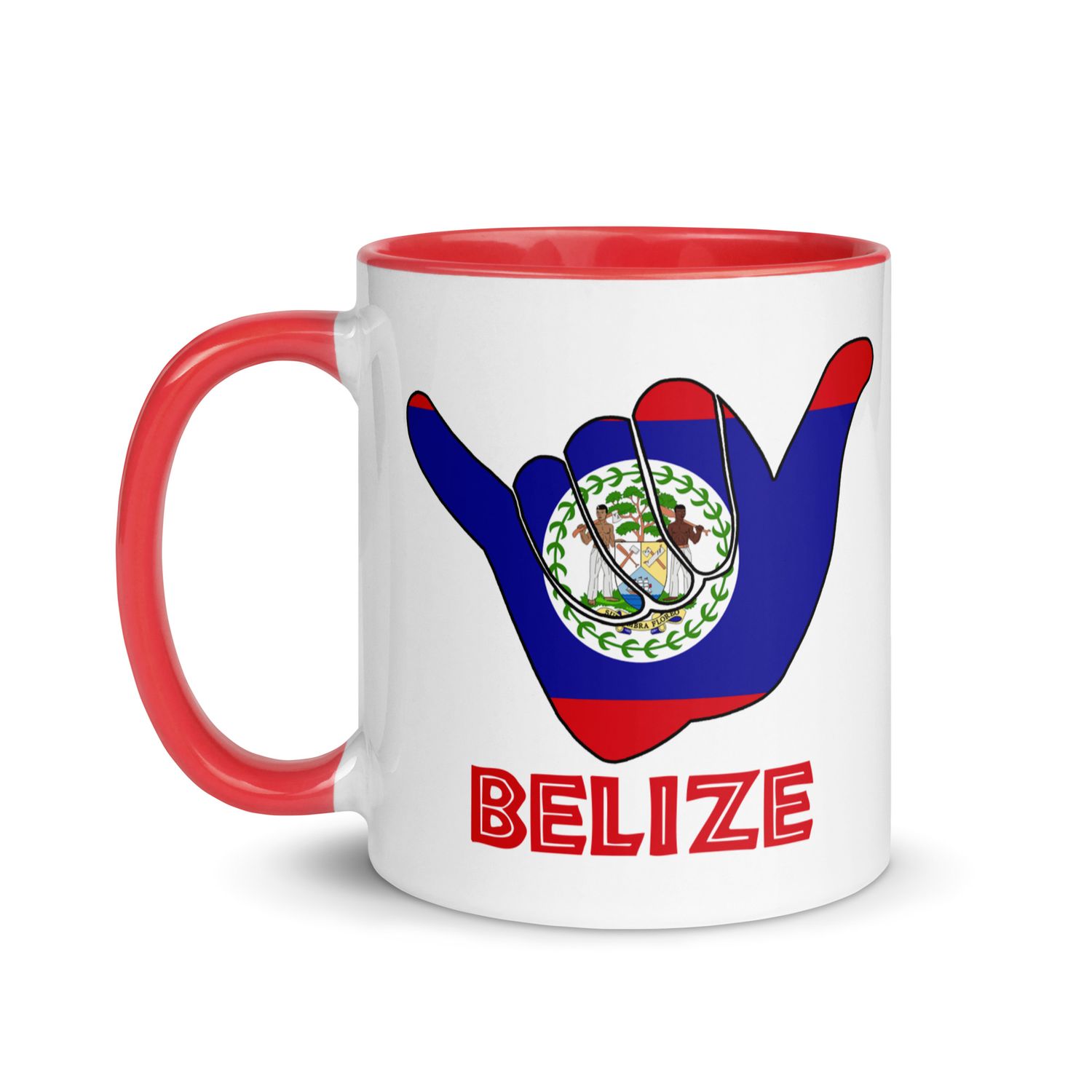 Belize Shaka Hang Loose Belize Flag Mug with Color Inside