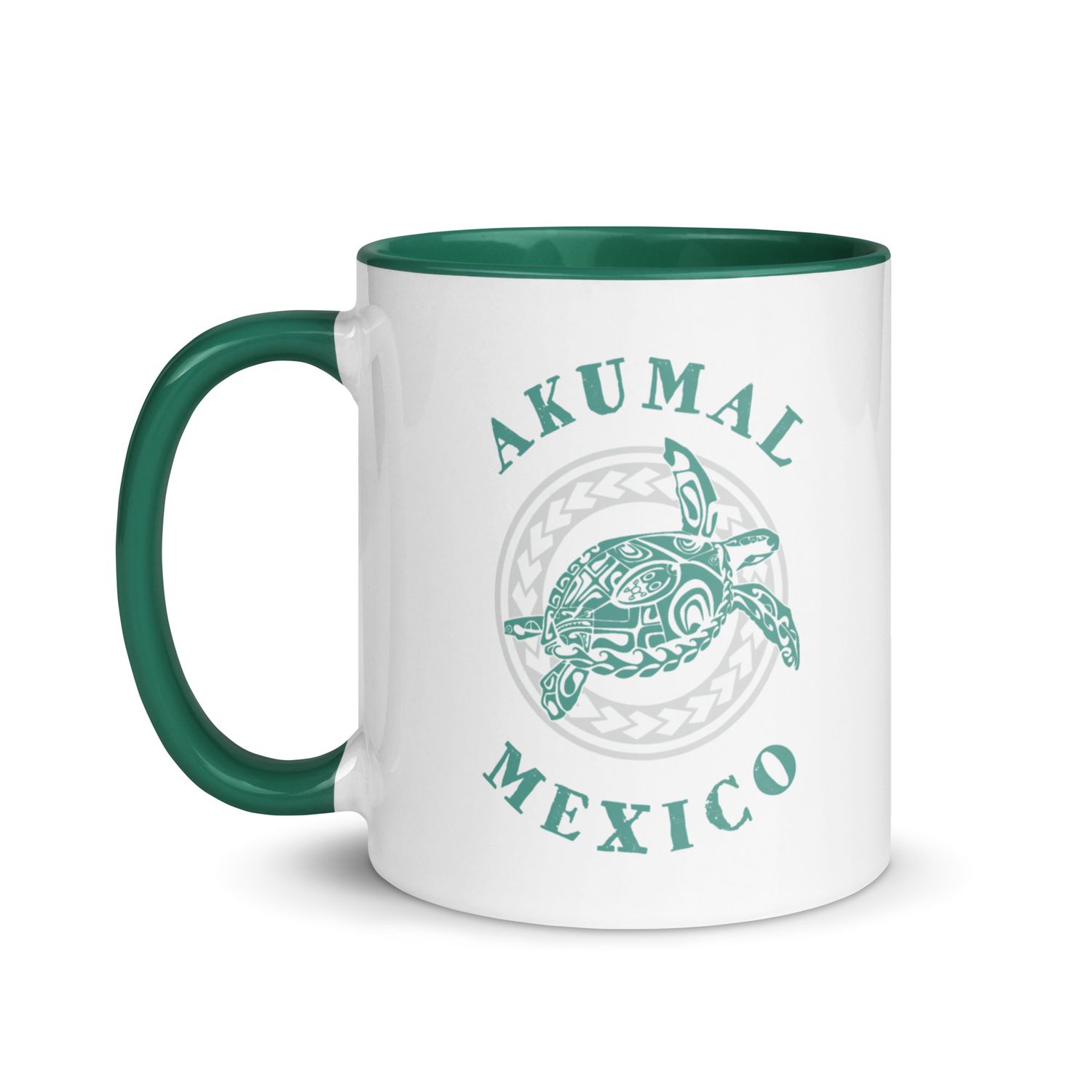 Akumal Mexico Tribal Tattoo Sea Turtle Mug with Color Inside