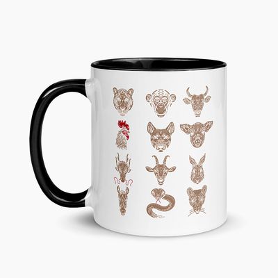 White Ceramic Mugs with Color Interior