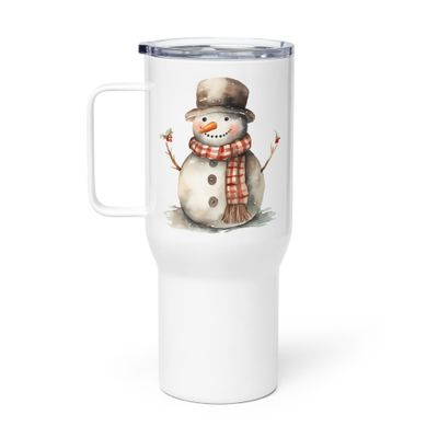 Christmas Snowman (1) Travel Mug with a Handle