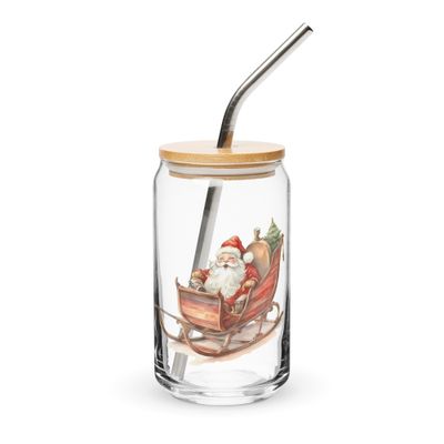Santa's Sleigh (1) Can-Shaped Glass