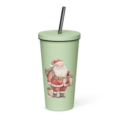 Santa Claus (10) Insulated Tumbler with a Straw