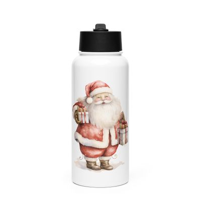 Santa Claus (5) Stainless Steel Water Bottle with a Straw Lid