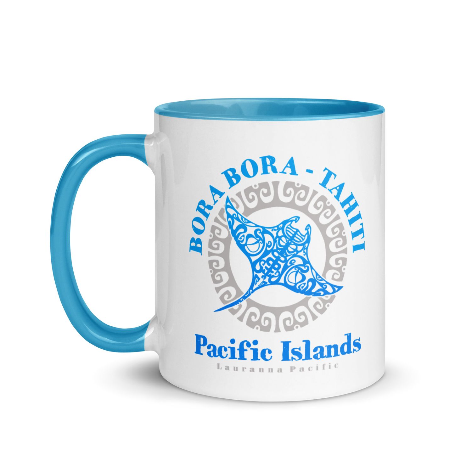Bora Bora Tahiti Manta Ray Tribal Tattoo Mug with Color Inside