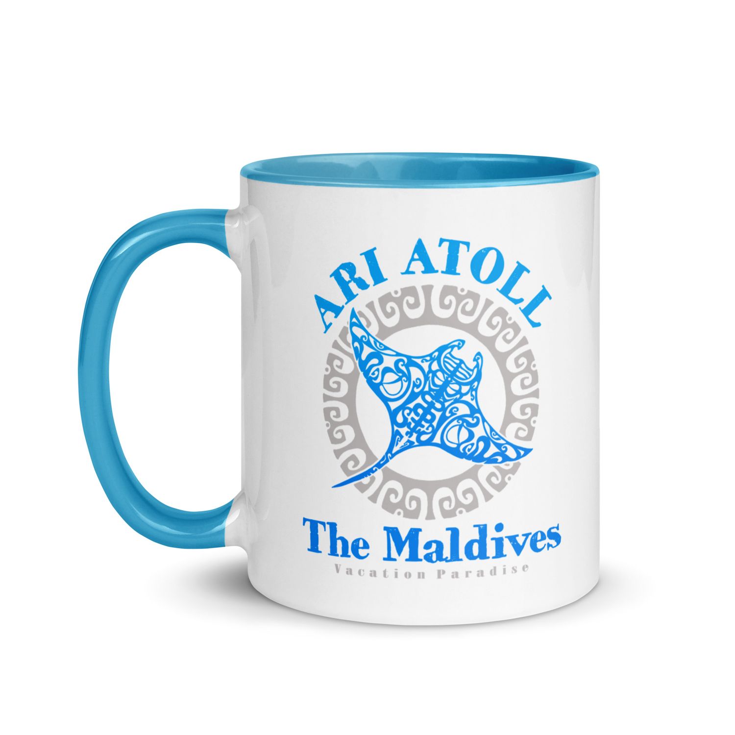  Manta Ray Ari Atoll Maldives Tribal Tattoo Mug with Color Interior