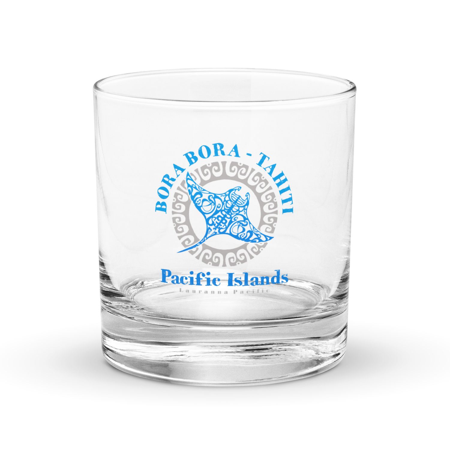Bora Bora Tahiti Manta Ray Tribal Tattoo Rocks Glass