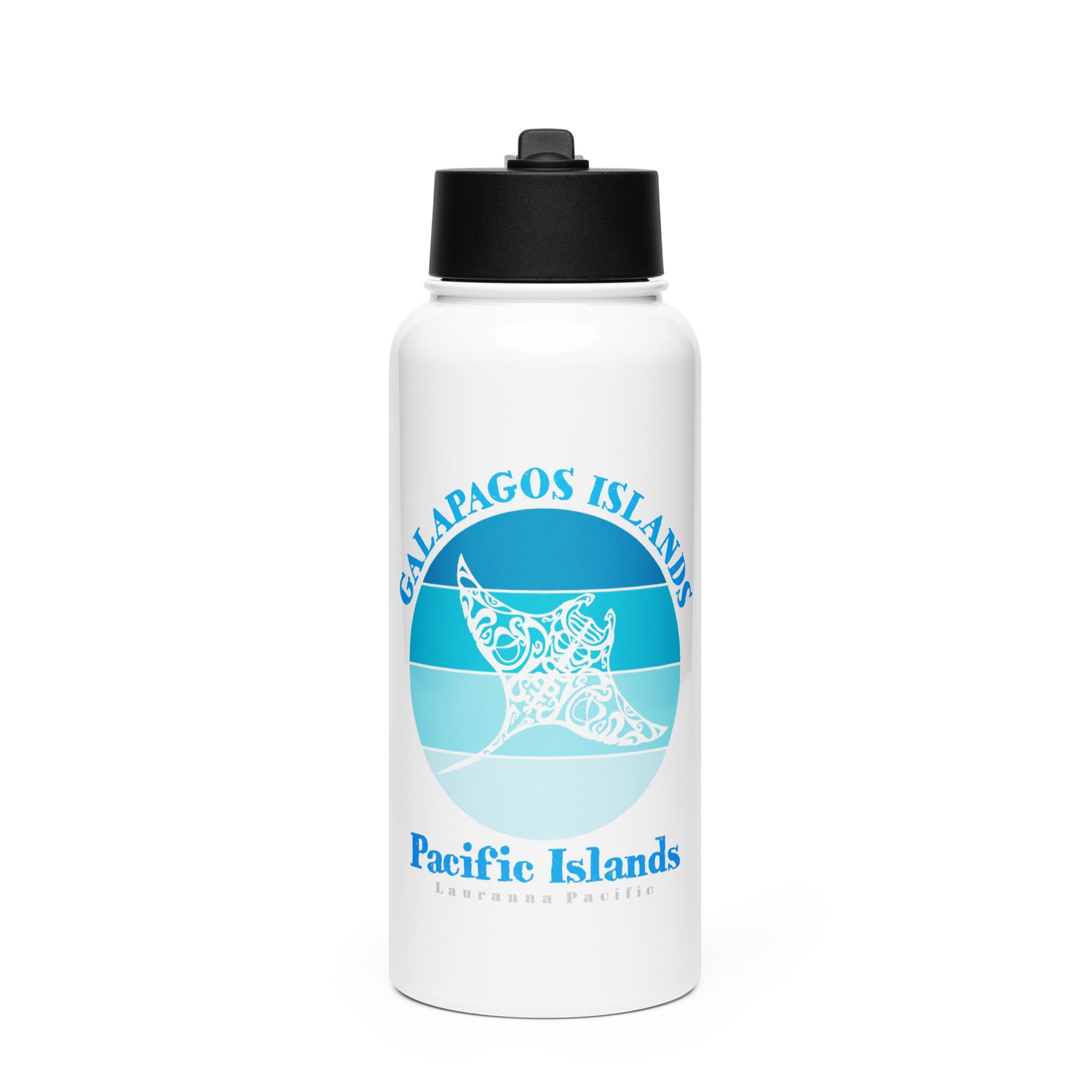 Manta Ray Galapagos Islands Stainless Steel Water Bottle with a Straw Lid