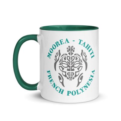 Moorea Tahiti Sea Turtle, French Polynesia Mug with Color Inside