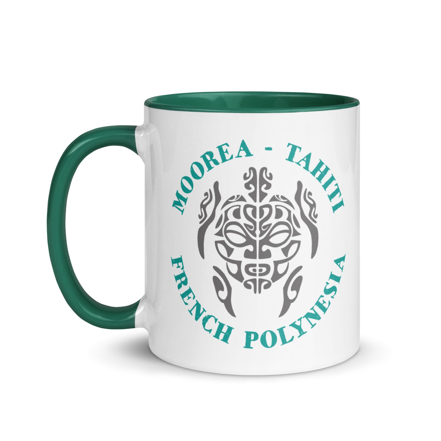 Moorea Tahiti Sea Turtle, French Polynesia Mug with Color Inside