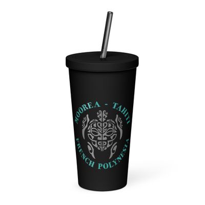 Moorea Tahiti Sea Turtle, French Polynesia Insulated Tumbler with a Straw