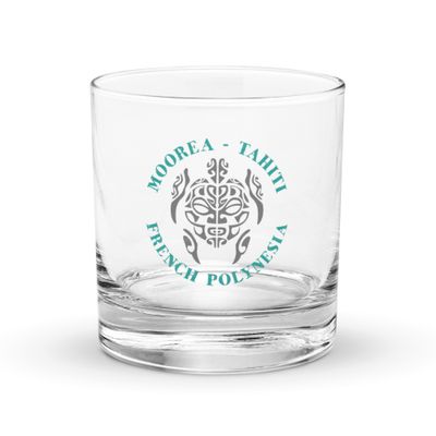 Moorea Tahiti Sea Turtle, French Polynesia Rocks Glass