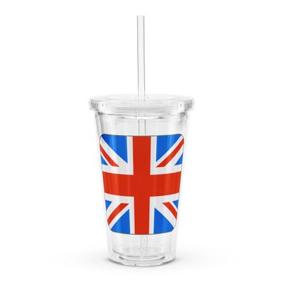 United Kingdom Flag Clear Plastic Insulated Tumbler