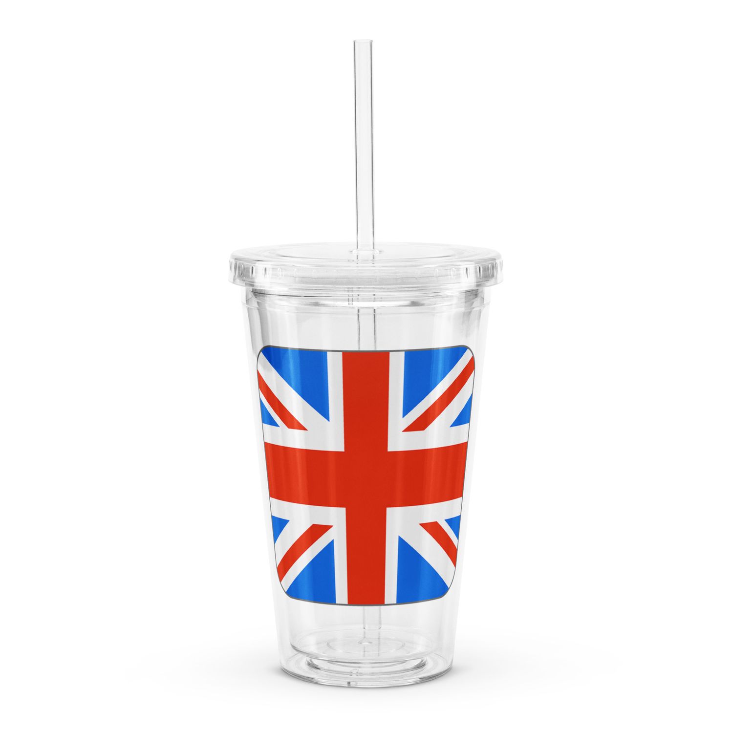 United Kingdom Flag Clear Plastic Insulated Tumbler