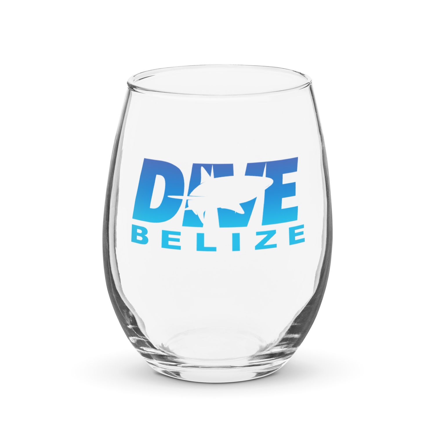Dive Belize with Shark Stemless Wine Glass