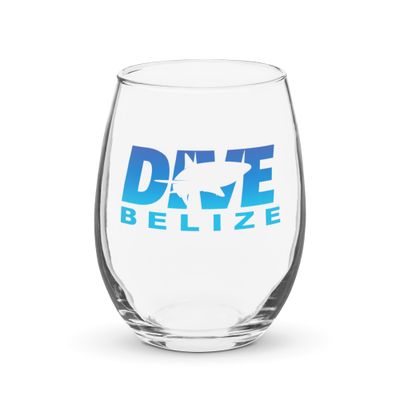 Dive Belize with Shark Stemless Wine Glass