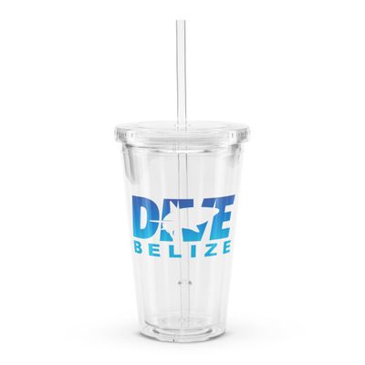 Dive Belize with Shark Clear Plastic Insulated Tumbler