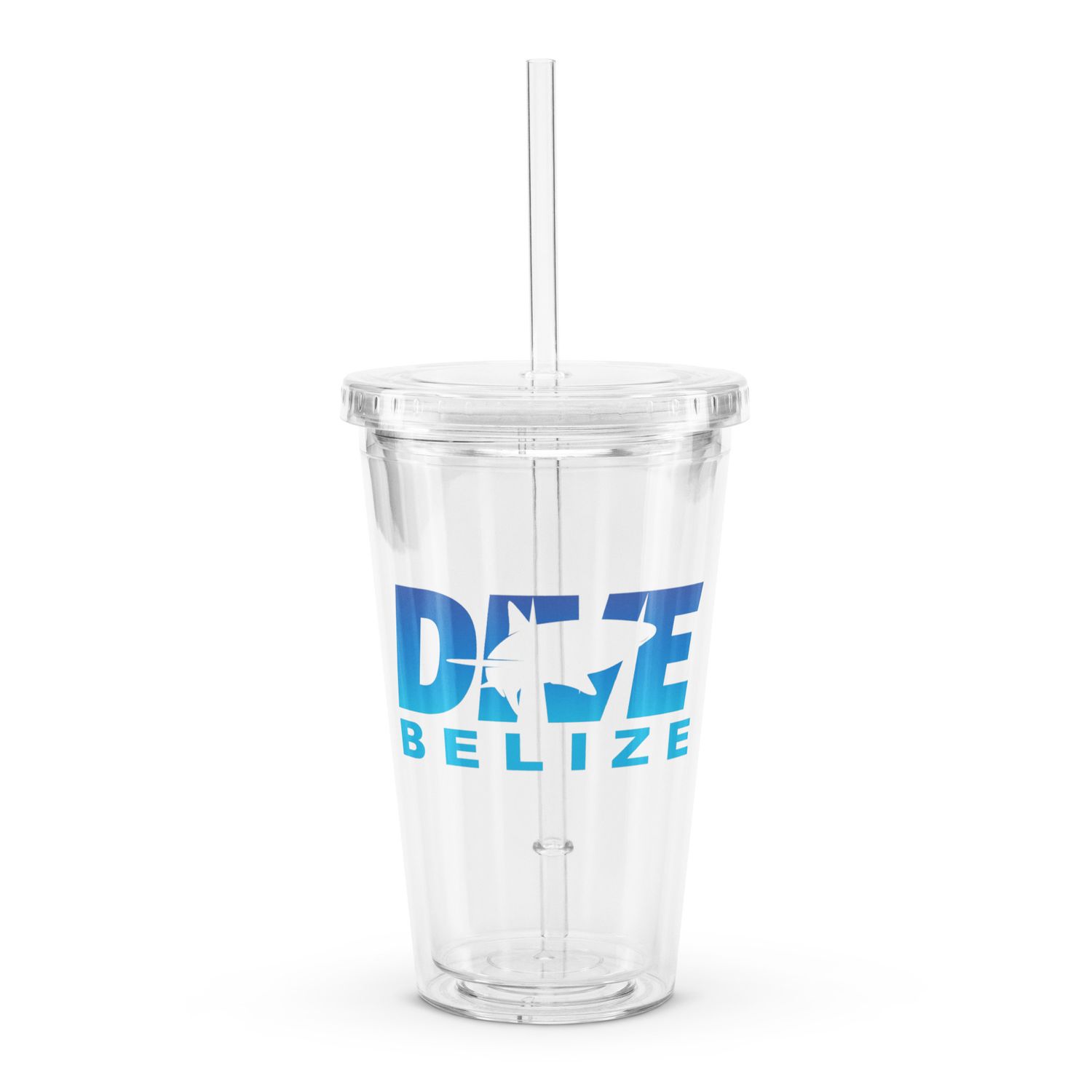 Dive Belize with Shark Clear Plastic Insulated Tumbler