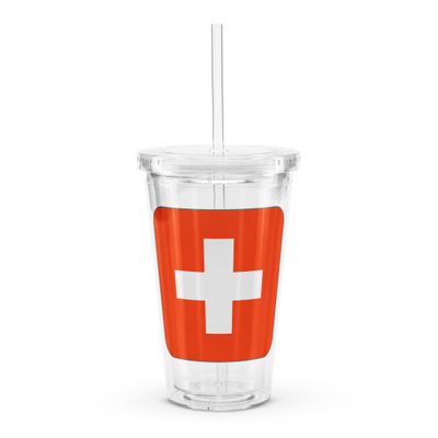 Switzerland Flag Clear Plastic Insulated Tumbler