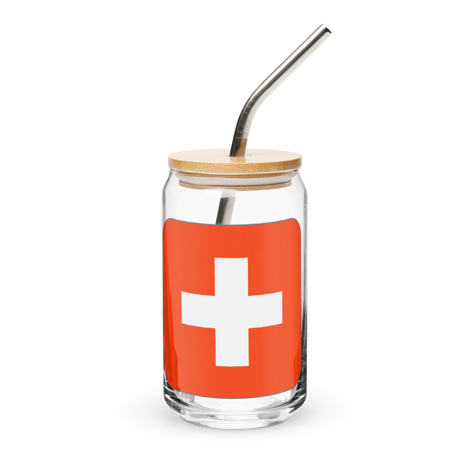 Switzerland Flag Can-Shaped Glass