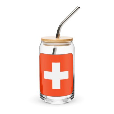 Switzerland Flag Can-Shaped Glass