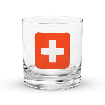 Switzerland Flag Rocks Glass