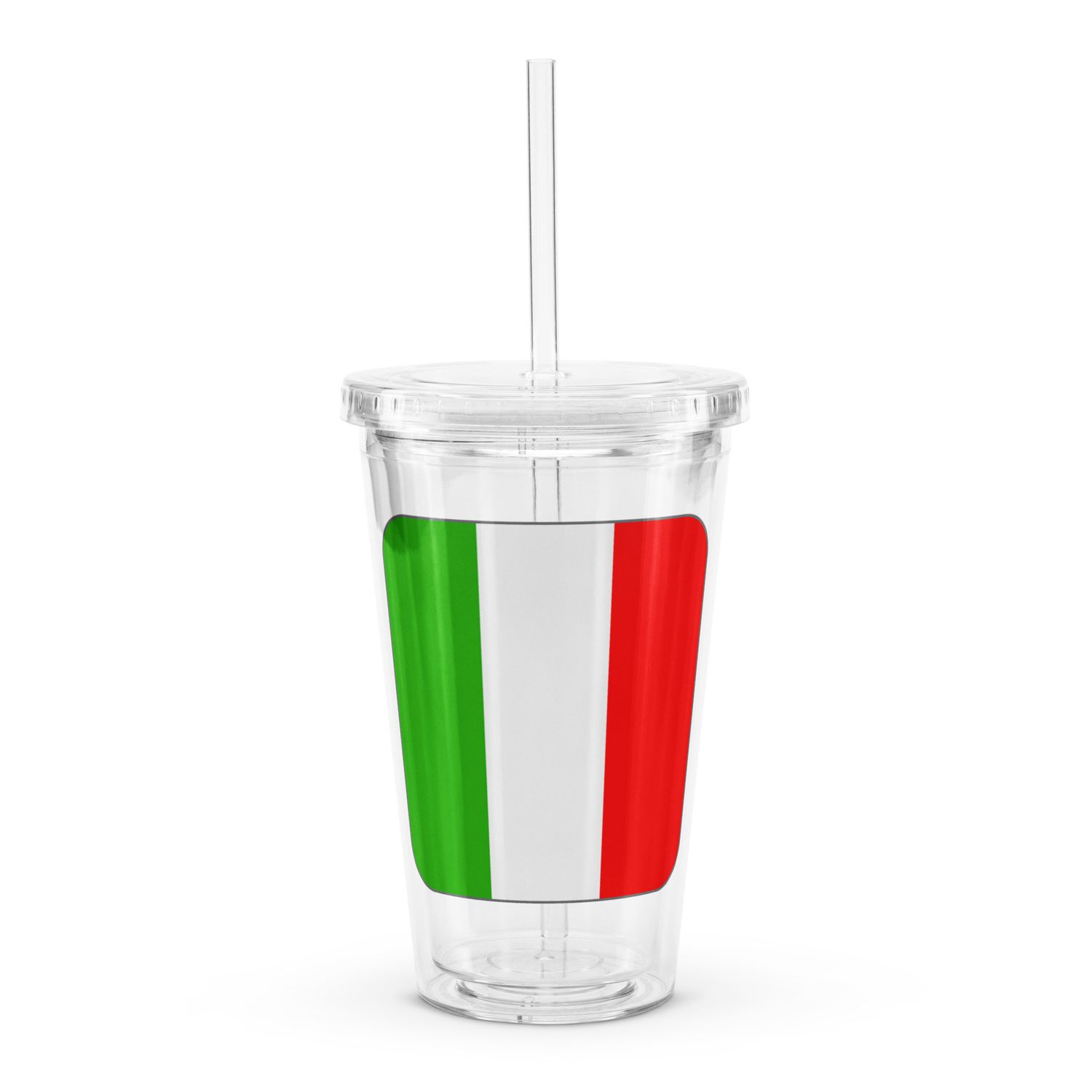 Italy Flag Clear Plastic Insulated Tumbler