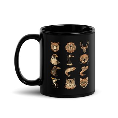 Native Americam Zodiac Signs Black Coffee Mug