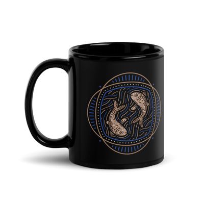 Western Zodiac Pisces Black Coffee Mug
