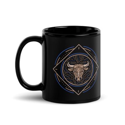Western Zodiac Taurus Black Coffee Mug