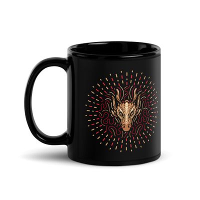 Chinese Zodiac Dragon Black Coffee Mug