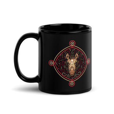 Chinese Zodiac Horse Black Coffee Mug