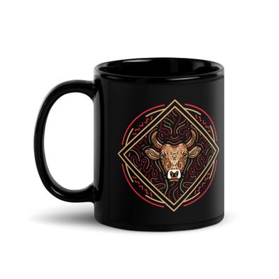 Chinese Zodiac Ox Black Coffee Mug