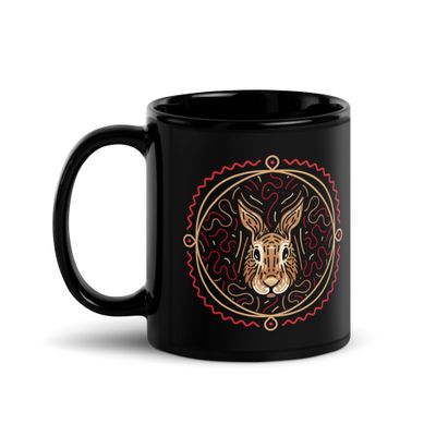Chinese Zodiac Rabbit Black Coffee Mug