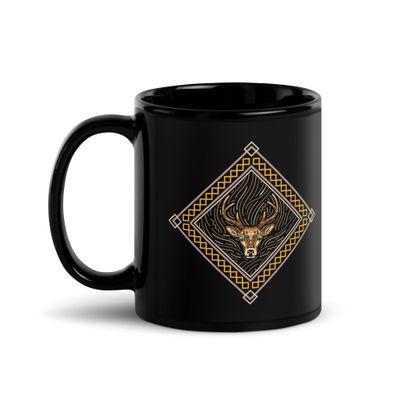 Native American Zodiac Deer Black Coffee Mug