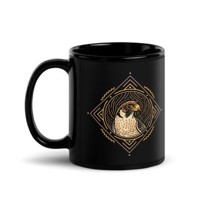 Native American Zodiac Falcon Black Coffee Mug
